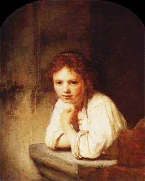 A Girl at a Window by Oil Painting Reproduction