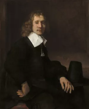 A Young Man Seated at a Table by Rembrandt Van Rijn - Hand-Painted Oil Painting Reproduction
