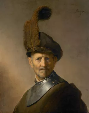 An Old Man in Military Costume by Rembrandt Van Rijn - Hand-Painted Oil Painting Reproduction
