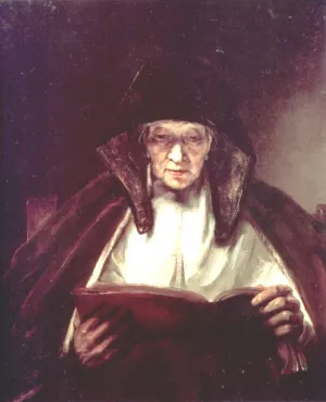 An Old Woman Reading by Oil Painting Reproduction