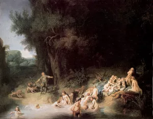 Bath of Diana with Nymphs and Story of Actaeon and Calisto by Rembrandt Van Rijn - Hand-Painted Oil Painting Reproduction