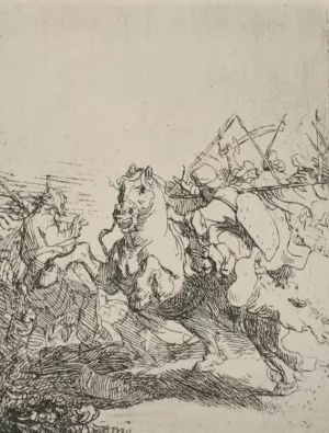 Battle-Piece by Rembrandt Van Rijn - Hand-Painted Oil Painting Reproduction