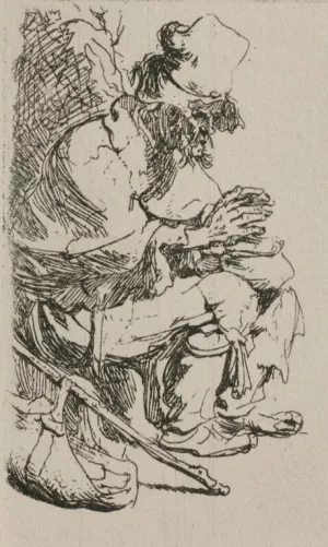 Beggar Warming His Hands by Rembrandt Van Rijn - Hand-Painted Oil Painting Reproduction