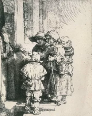 Beggars at the Door by Rembrandt Van Rijn - Hand-Painted Oil Painting Reproduction