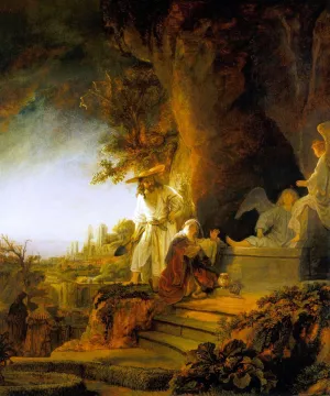 Christ and Saint Mary Magdalene at the Tomb by Rembrandt Van Rijn - Hand-Painted Oil Painting Reproduction