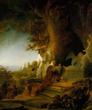 Christ and St Mary Magdalen at the Tomb by Rembrandt Van Rijn - Hand-Painted Oil Painting Reproduction