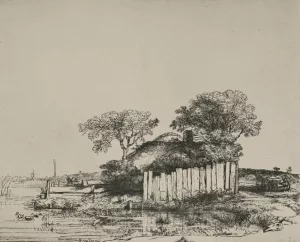 Cottage with White Pales by Rembrandt Van Rijn Oil Painting Reproduction