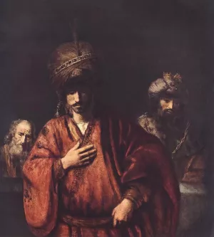 David and Uriah by Rembrandt Van Rijn - Hand-Painted Oil Painting Reproduction