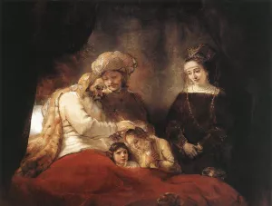 Jacob Blessing the Children of Joseph by Rembrandt Van Rijn - Hand-Painted Oil Painting Reproduction