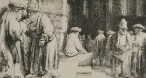 Jews Synagogue by Rembrandt Van Rijn - Hand-Painted Oil Painting Reproduction
