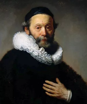 Johannes Wtenbogaert, Remonstrant Minister Detail by Rembrandt Van Rijn - Hand-Painted Oil Painting Reproduction