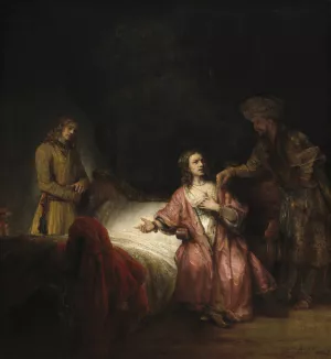 Joseph Accused by Potiphar's Wife by Rembrandt Van Rijn - Hand-Painted Oil Painting Reproduction