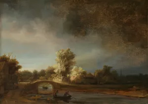 Landscape with a Stone Bridge by Rembrandt Van Rijn Oil Painting Reproduction