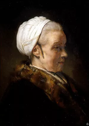 Lighting Study of an Elderly Woman in a White Cap by Oil Painting Reproduction