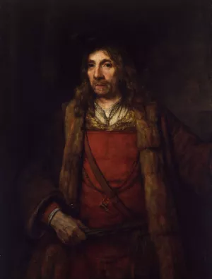 Man in a Fur-lined Coat by Rembrandt Van Rijn - Hand-Painted Oil Painting Reproduction