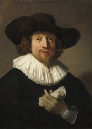 Main Product Photo of Man with a Sheet of Music Painting by Rembrandt Van Rijn