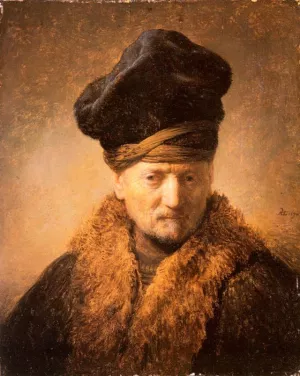 Old Man in Fur Coat by Oil Painting Reproduction