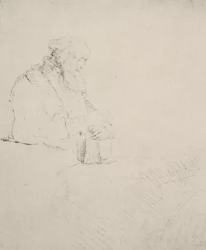 Old Man Resting His Hands Upon a Book