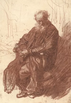 Old Man Seated in an Armchair, Full-Length by Rembrandt Van Rijn - Hand-Painted Oil Painting Reproduction