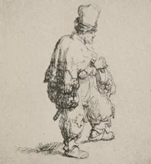 Polander Walking Towards the Right by Rembrandt Van Rijn Oil Painting Reproduction