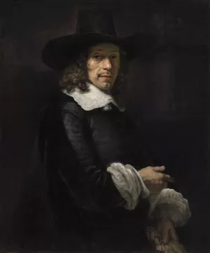 Portrait of a Gentleman with a Tall Hat and Gloves by Oil Painting Reproduction