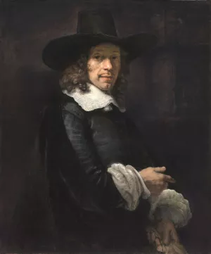Portrait of a Gentleman with a Tall Hat and Gloves by Oil Painting Reproduction