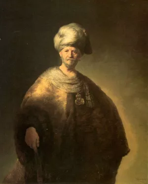 Portrait of a Man in Oriental Garment by Rembrandt Van Rijn - Hand-Painted Oil Painting Reproduction
