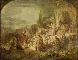 Preaching of St John the Baptist by Rembrandt Van Rijn - Hand-Painted Oil Painting Reproduction