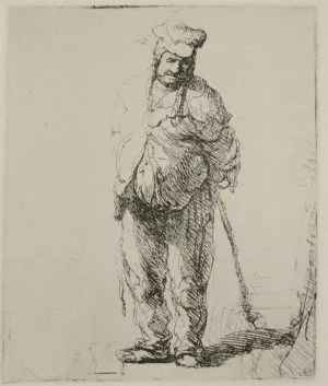 Ragged Peasant with His Hands Behind Him by Rembrandt Van Rijn - Hand-Painted Oil Painting Reproduction