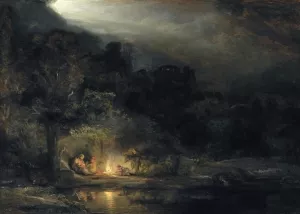 Rest on the Flight to Egypt by Rembrandt Van Rijn - Hand-Painted Oil Painting Reproduction