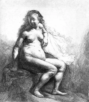 Seated Female Nude by Rembrandt Van Rijn Oil Painting Reproduction