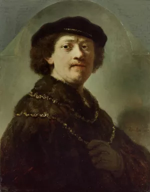 Self-Portrait in a Black Cap by Rembrandt Van Rijn Oil Painting Reproduction
