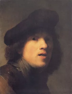Self Portrait with Gorget and Beret by Rembrandt Van Rijn - Hand-Painted Oil Painting Reproduction