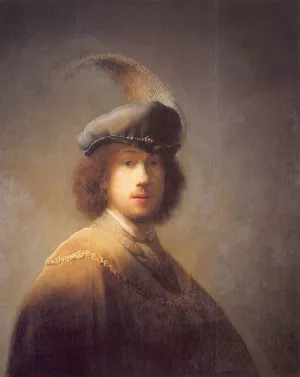 Self Portrait with Plumed Beret by Rembrandt Van Rijn Oil Painting Reproduction