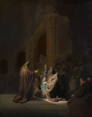 Simeon's Song of Praise by Rembrandt Van Rijn - Hand-Painted Oil Painting Reproduction
