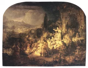 St. John The Baptist Preaching by Rembrandt Van Rijn - Hand-Painted Oil Painting Reproduction