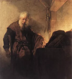 St Paul at His Writing-Desk by Rembrandt Van Rijn - Hand-Painted Oil Painting Reproduction