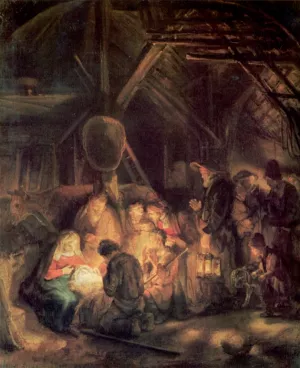 The Adoration of the Shepards by Rembrandt Van Rijn Oil Painting Reproduction