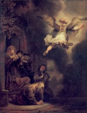 The Archangel Leaving the Family of Tobias by Rembrandt Van Rijn Oil Painting Reproduction
