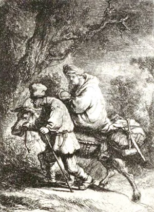 The Flight into Egypt by Rembrandt Van Rijn - Hand-Painted Oil Painting Reproduction