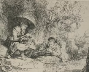 The Flute Player by Rembrandt Van Rijn - Hand-Painted Oil Painting Reproduction