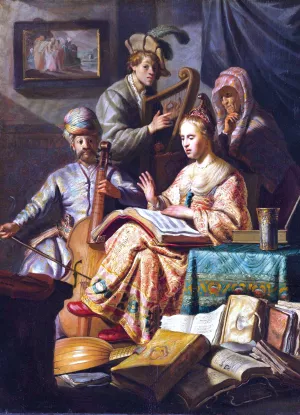 The Music Party by Rembrandt Van Rijn - Hand-Painted Oil Painting Reproduction