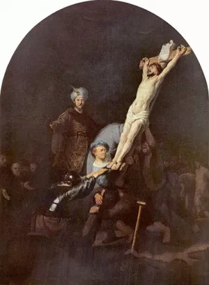 The Raising of the Cross by Rembrandt Van Rijn - Hand-Painted Oil Painting Reproduction