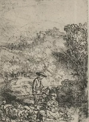 The Shepards in the Woods by Rembrandt Van Rijn - Hand-Painted Oil Painting Reproduction