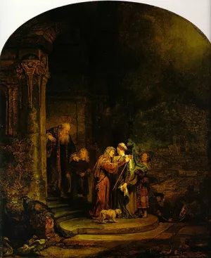 The Visitation by Rembrandt Van Rijn - Hand-Painted Oil Painting Reproduction