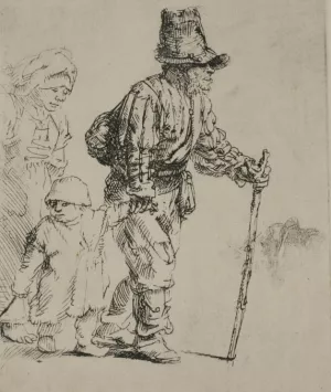 Three Peasants Travelling by Rembrandt Van Rijn - Hand-Painted Oil Painting Reproduction