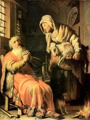 Tobias and Ann with a Goat by Oil Painting Reproduction