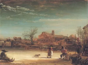 Winter-Landscape by Rembrandt Van Rijn Oil Painting Reproduction