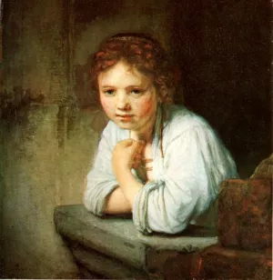 Young Girl in the Window by Rembrandt Van Rijn - Hand-Painted Oil Painting Reproduction