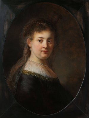 Main Product Photo of Young Woman in Fantasy Costume Painting by Rembrandt Van Rijn